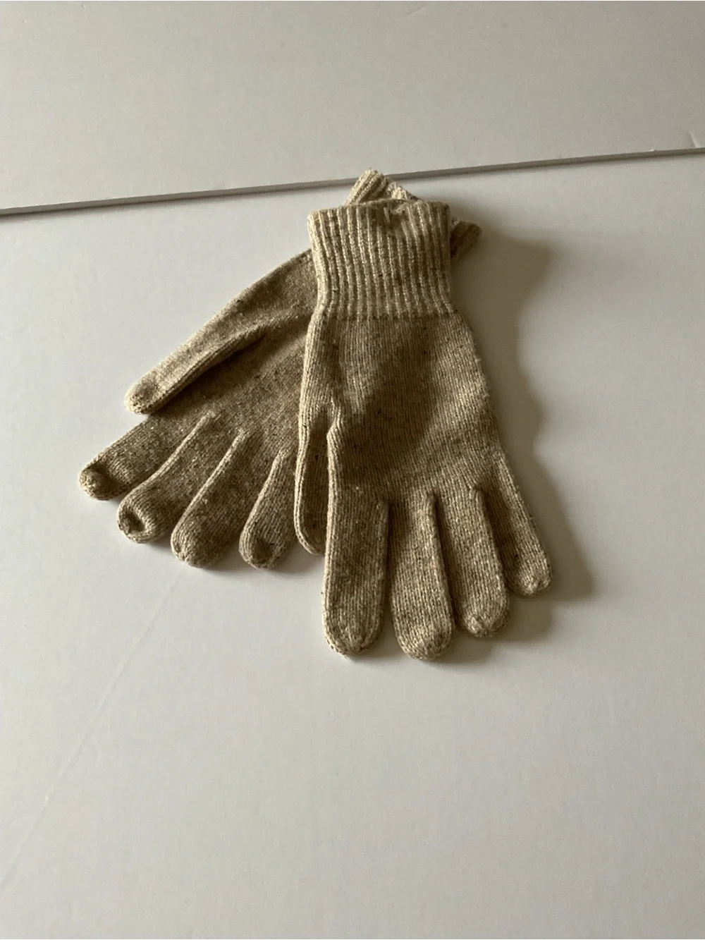 MADEWELL WOMENS MERINO WOOL KNIT GLOVES BEIGE HEATHER MARL NWOT